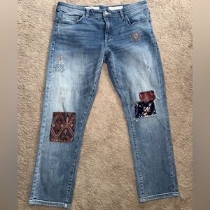 Anthropologie Pilcro Slim Boyfriend Patchwork Distressed Jeans |Size 31 EUC 👖